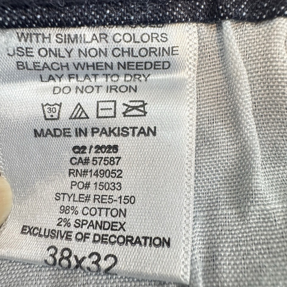 NEW REASON BRAND Men 38x32 Dark Wash Skinny Jeans Baroque Side Panel Distressed - Picture 12 of 13
